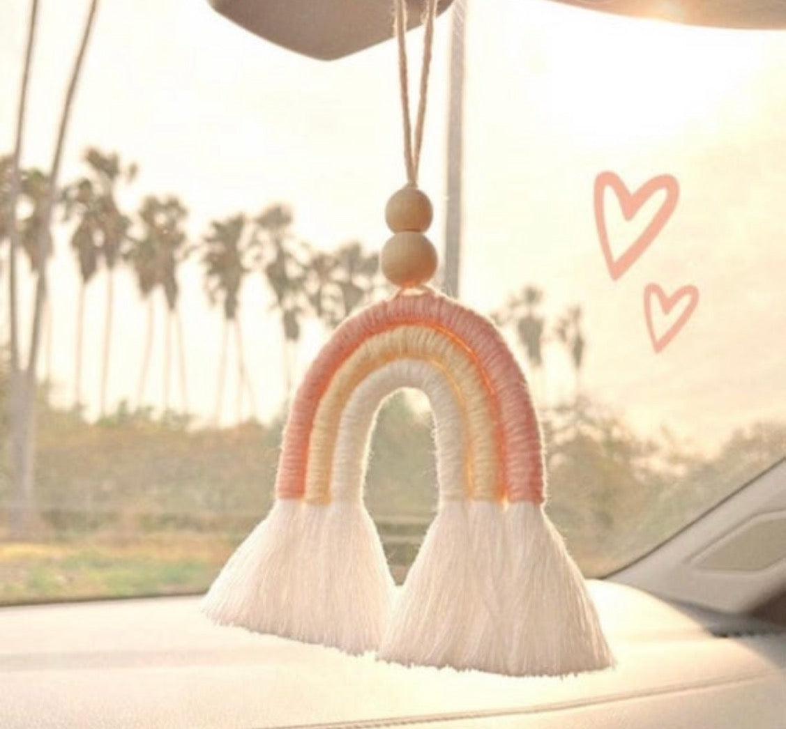 Handmade Macrame Mini Rainbow | Purse Charm | Dog Leash Decor | Keychain | Key ring | Zipper charm