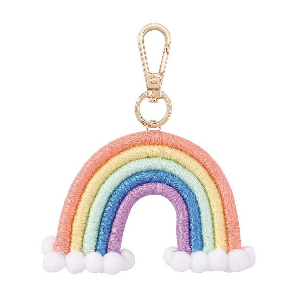 Handmade Macrame Mini Rainbow | Purse Charm | Dog Leash Decor | Keychain | Key ring | Zipper charm