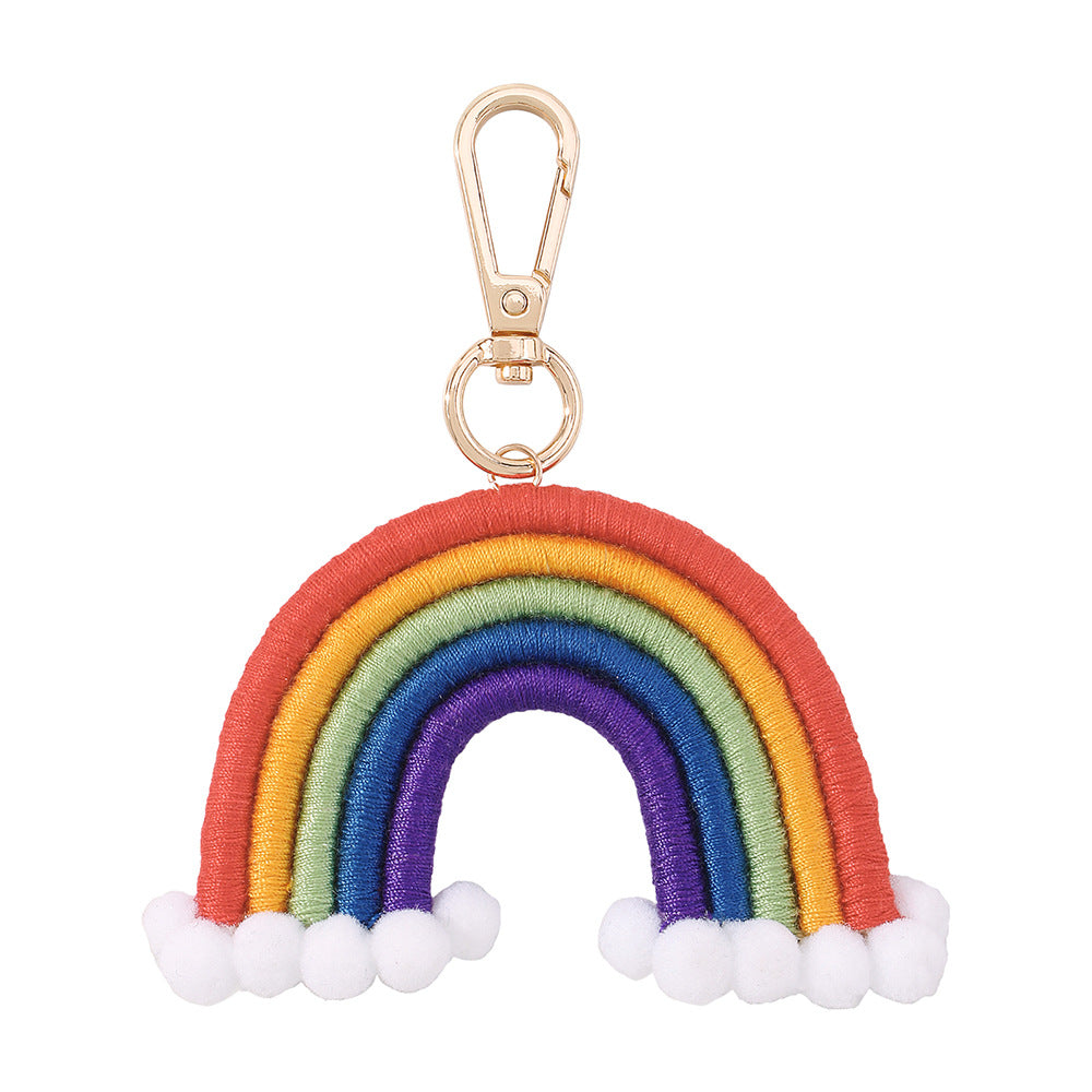 Handmade Macrame Mini Rainbow | Purse Charm | Dog Leash Decor | Keychain | Key ring | Zipper charm