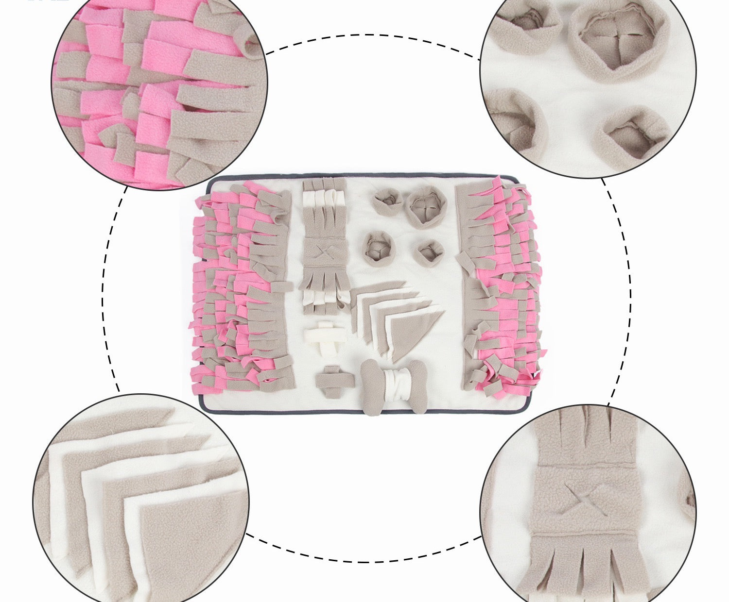 Pets Puzzle Toys Snuffle Mat-Grey Pink Shadow