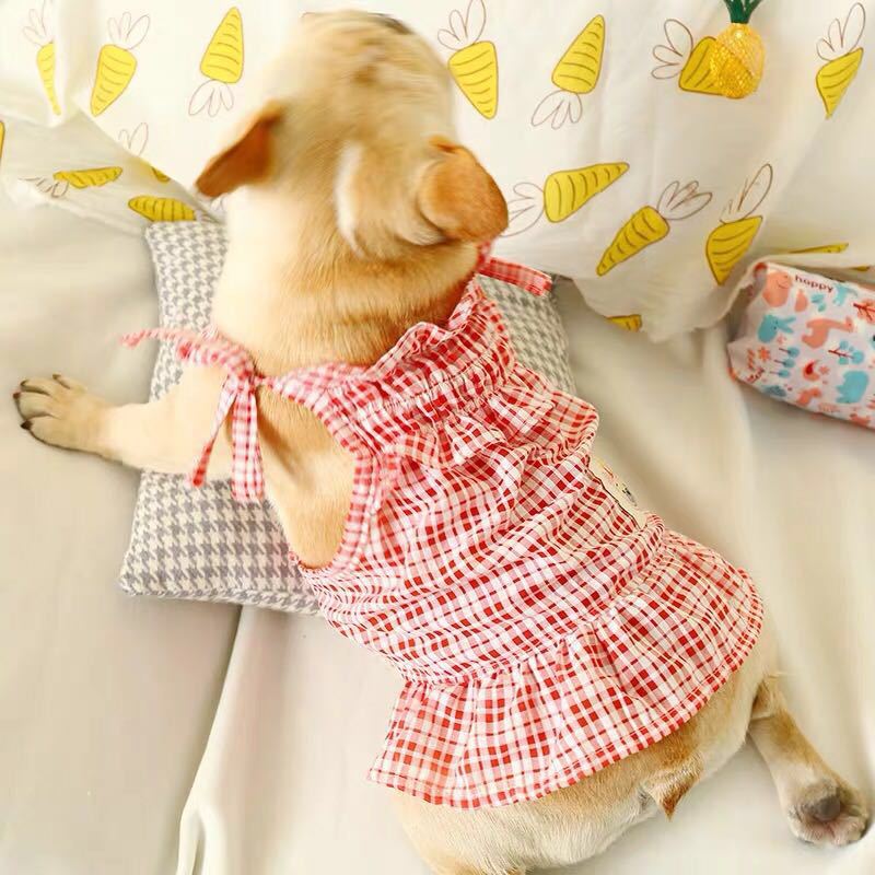 Red Plaid Elegant Dress Beautiful Princess Dress for Pets Party Wear