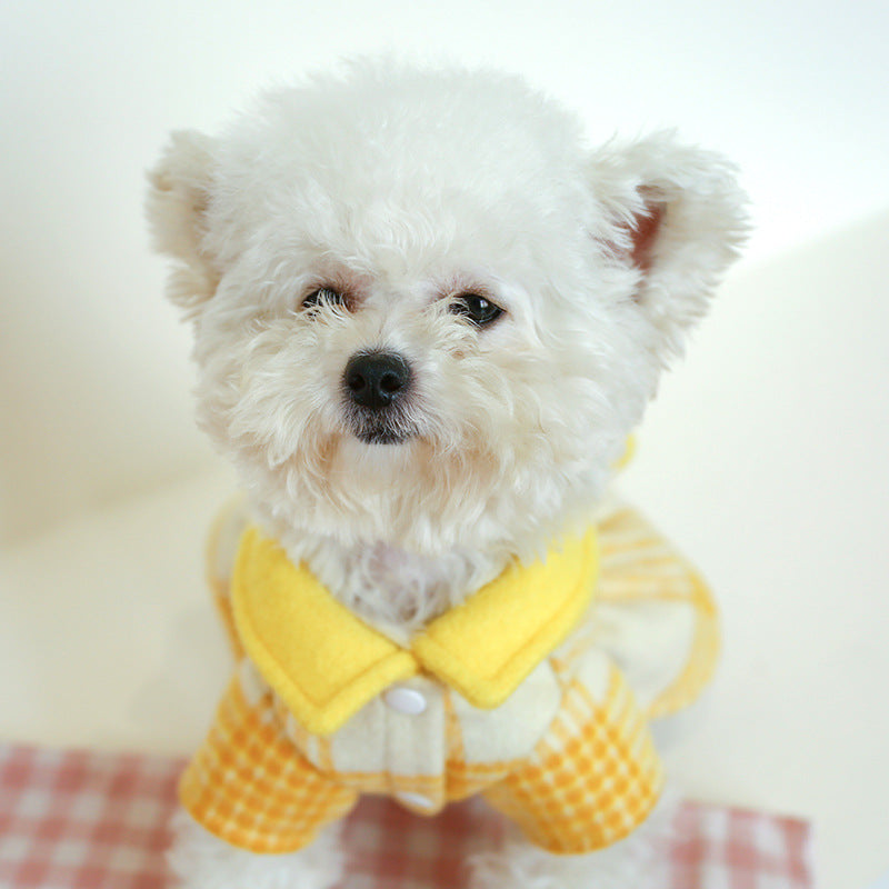 Yellow Plaid Elegant Dress Beautiful Princess Dress for Pets Party Wear