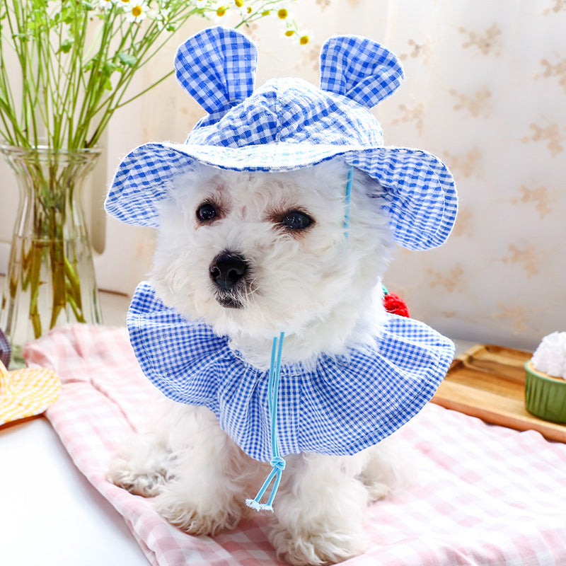 Elegant Dress Beautiful Princess Dress for Pets Beach Wear Whole Set (Hat and Bib)