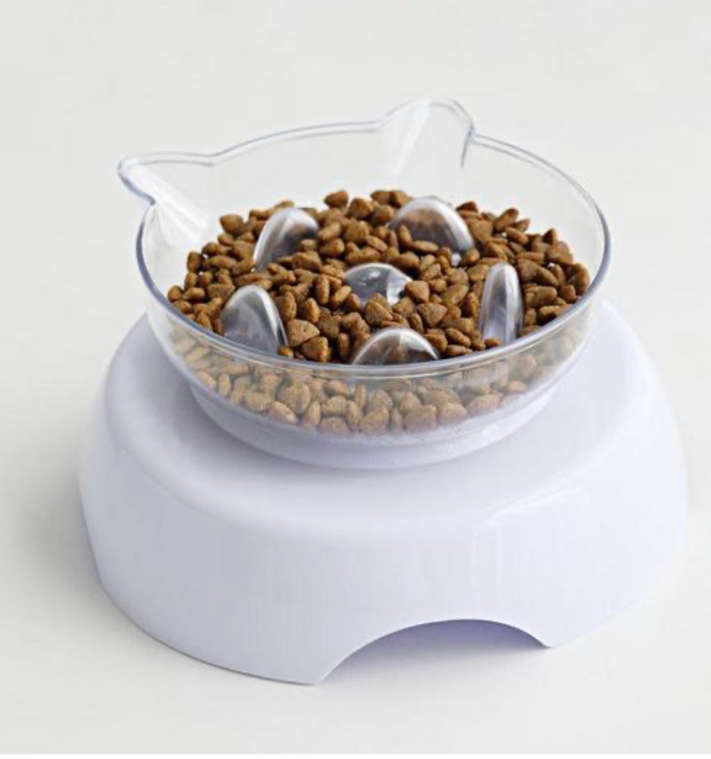 Orthopedic Cat Bowl & Slow Feeder 2-in-1 [Anti-Vomiting]