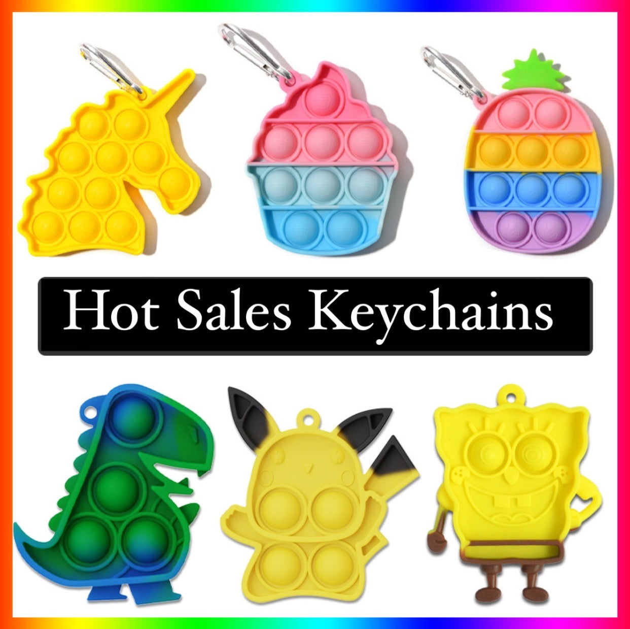 Beautiful Push Pop Fidget Sensory Toy- Hot Sales Keychain