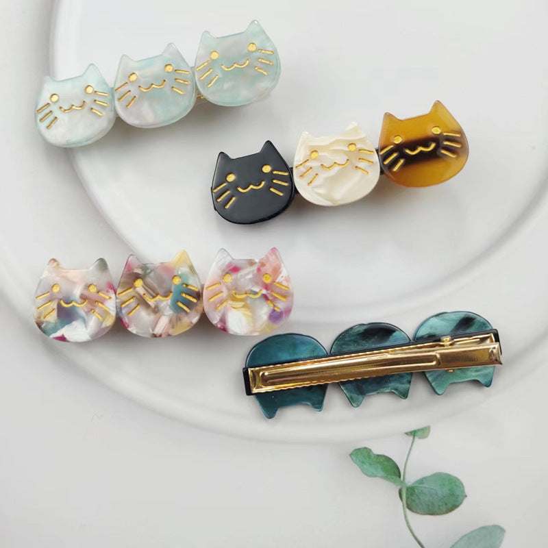 PAWSOME PETS NEW YORK Hand-painted Three Cats Together Hair Clip all colors | Eco-Friendly