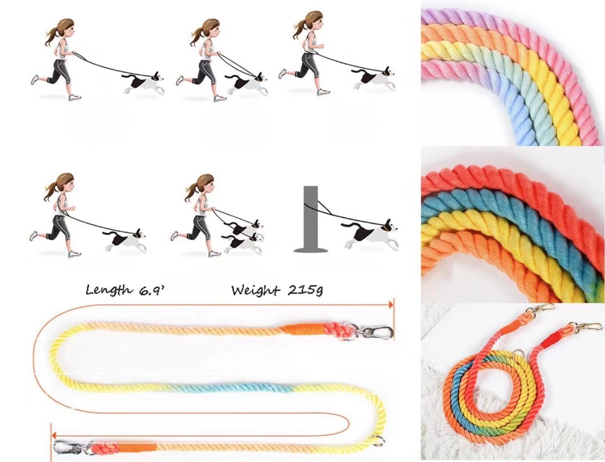Hands Free Dog Rope Leash - Cotton Candy