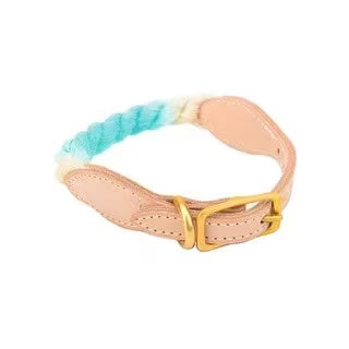 Luxe Royal Leather Rope Collar - Ocean