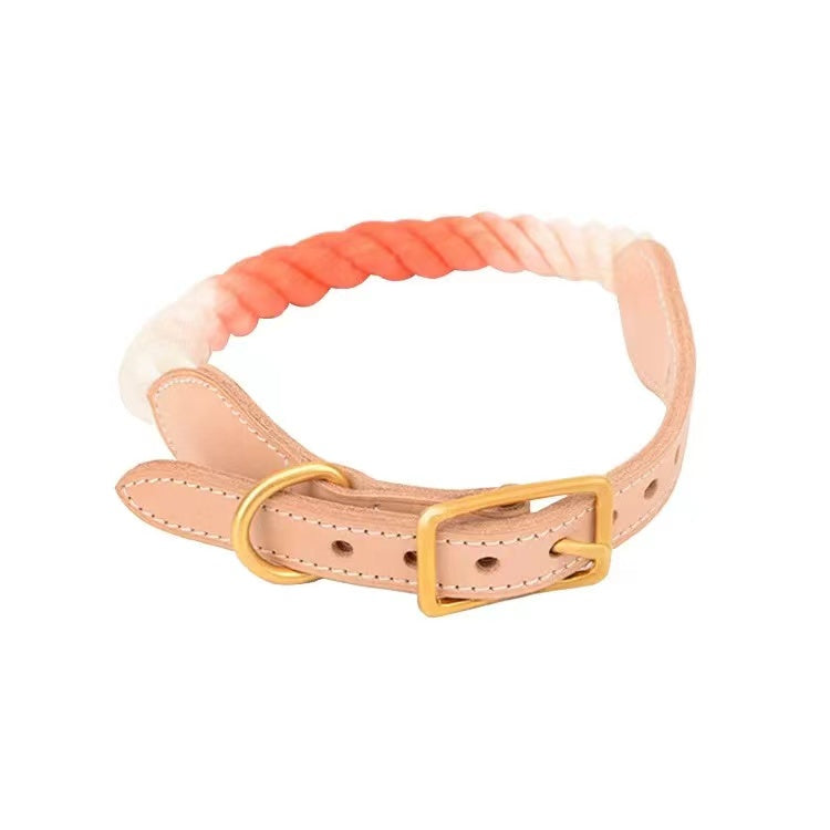 Luxe Royal Leather Rope Collar - Pumpkin