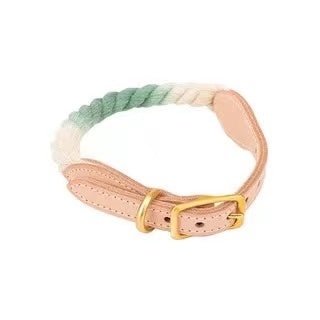 Luxe Royal Leather Rope Collar - Fall Forest