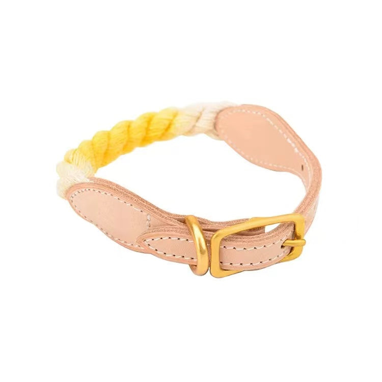 Luxe Royal Leather Rope Collar - Corn