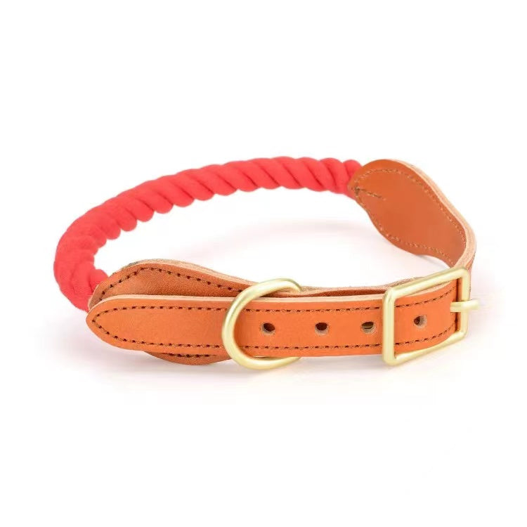 Luxe Royal Leather Rope Collar - Scarlet