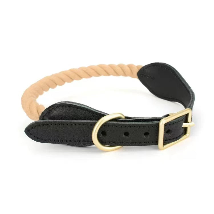 Luxe Royal Leather Rope Collar - Noir