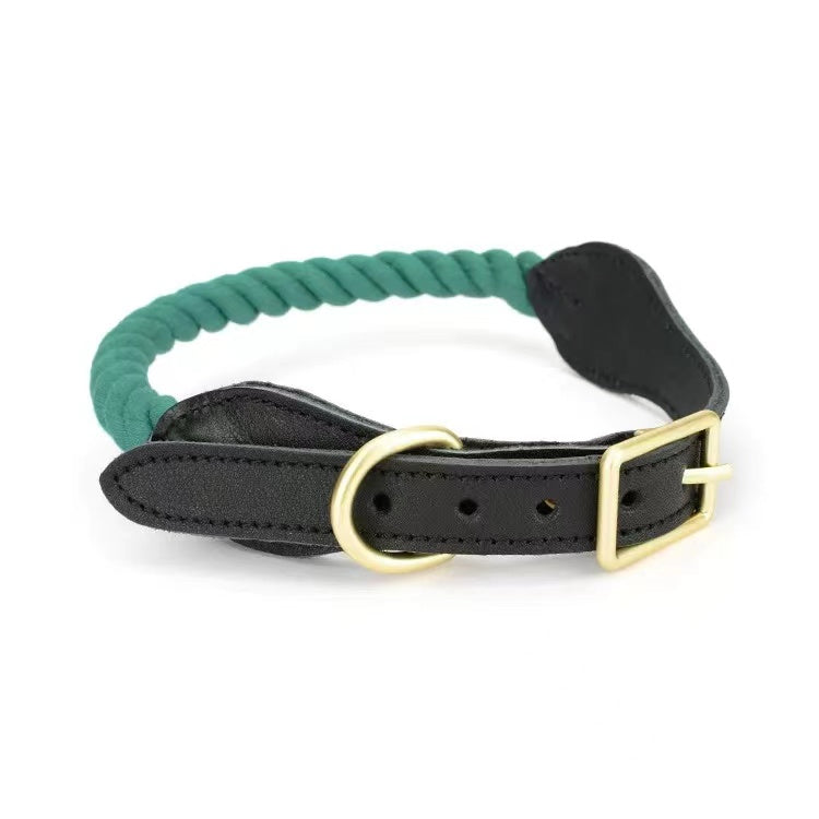 Luxe Royal Leather Rope Collar - Clover