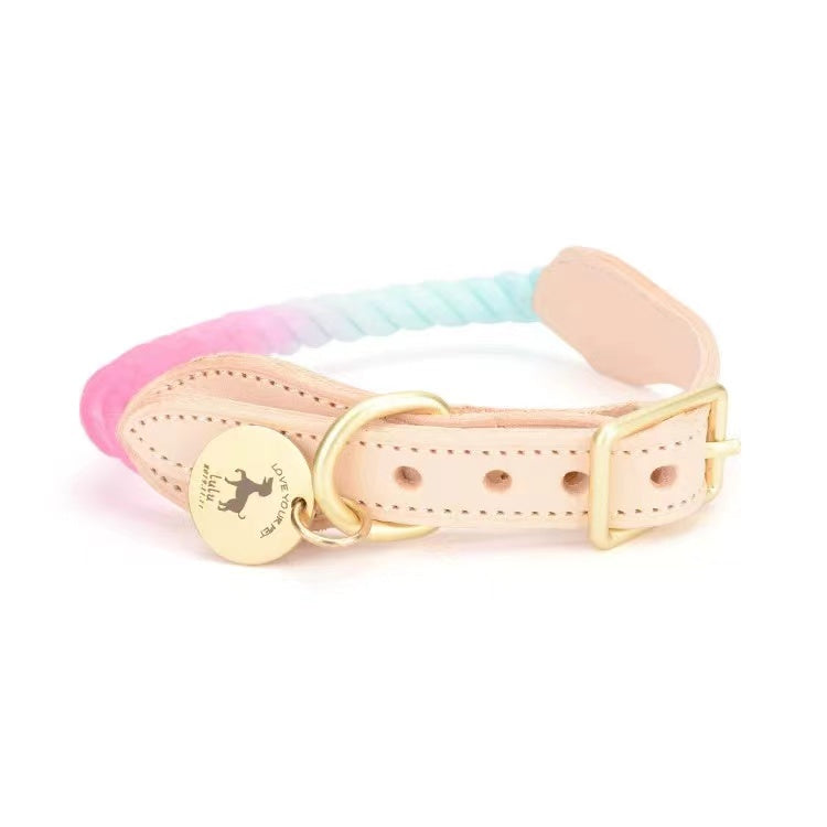 Luxe Royal Leather Rope Collar - Sweet Dream