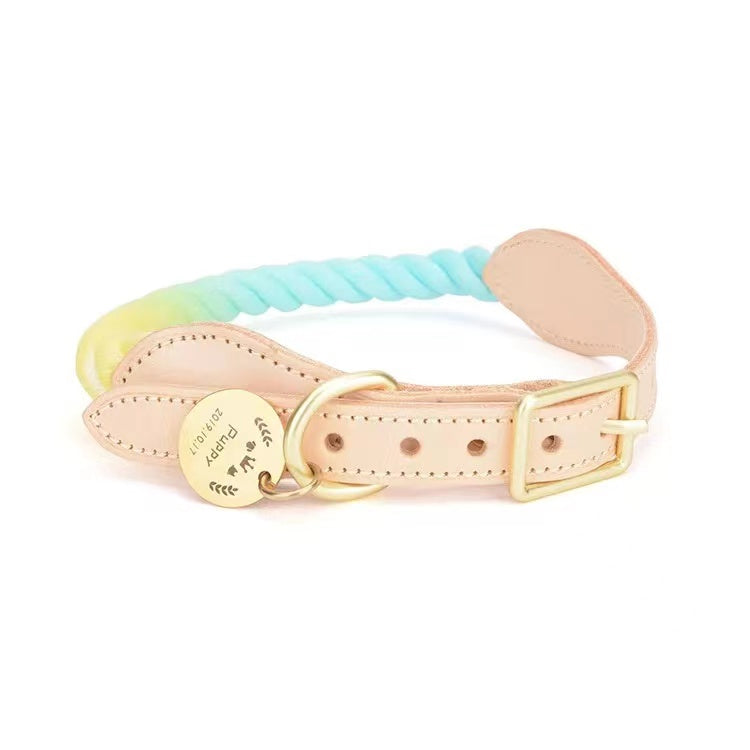 Luxe Royal Leather Rope Collar - Soda