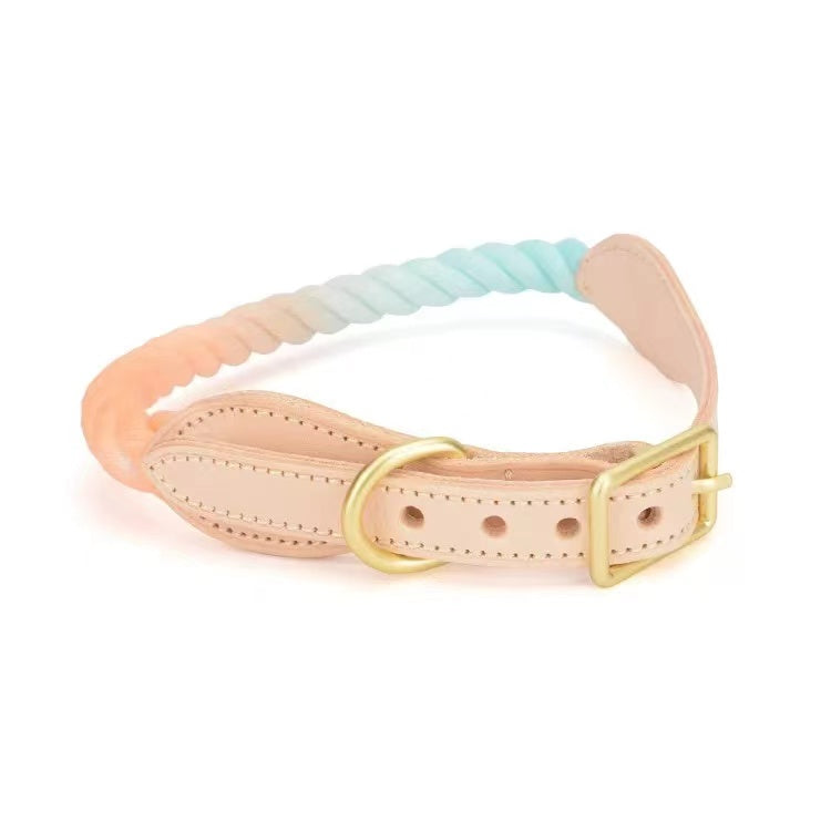 Luxe Royal Leather Rope Collar - Sunset