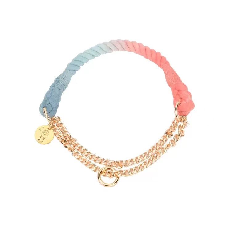 Cotton Rope Collar With Lightweight Gold Chain - Daydream