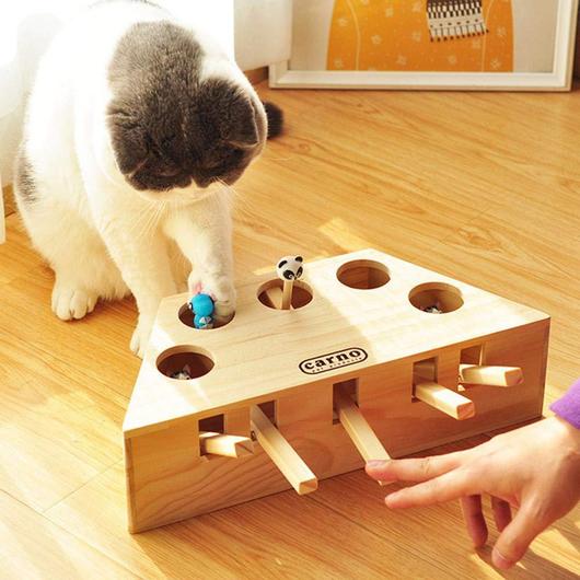 Solid Wood Whack-a-Mole Cat Toy