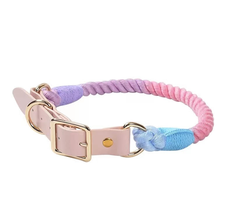 Luxe Royal Leather Rope Collar - Mermaid