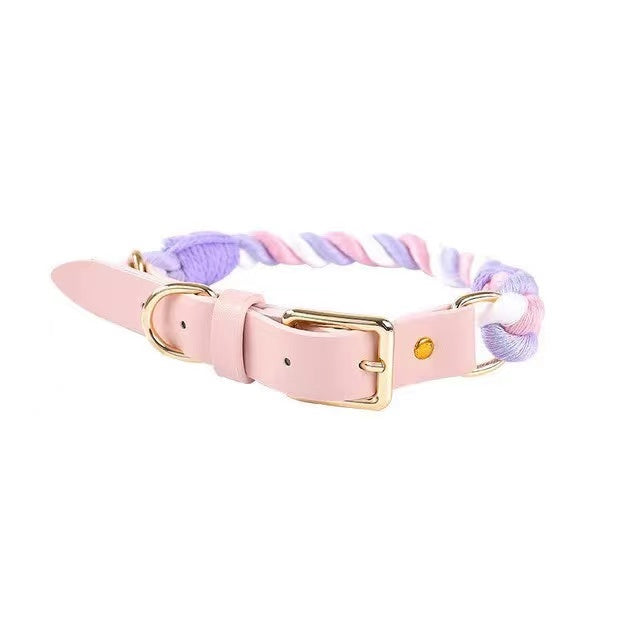 Luxe Royal Leather Rope Collar - Daydream