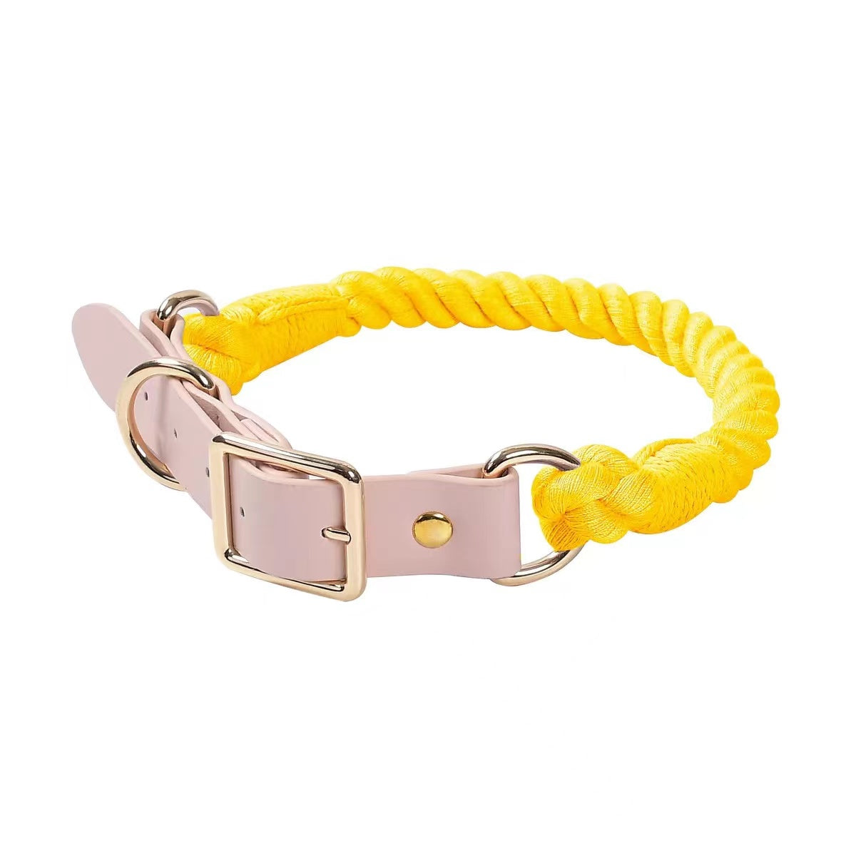 Luxe Royal Leather Rope Collar - Sunshine