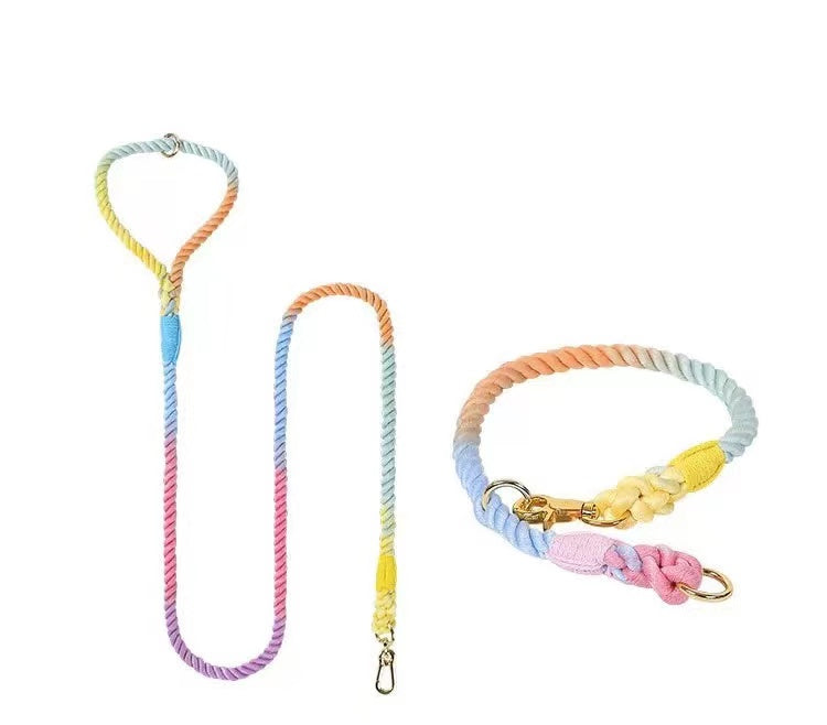 Dog Rope Leash and Collar Set - Macaron