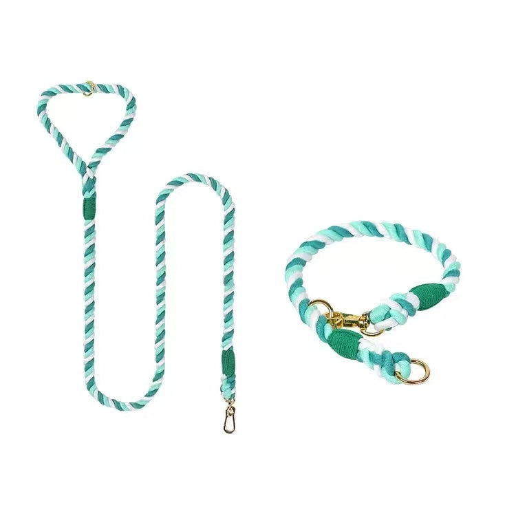 Dog Rope Leash and Collar Set - Forest Love