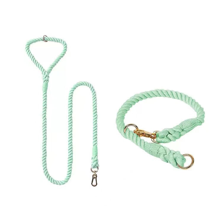 Dog Rope Leash and Collar Set - Mint Green