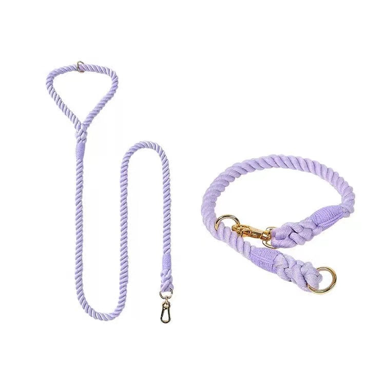 Dog Rope Leash and Collar Set - Violet