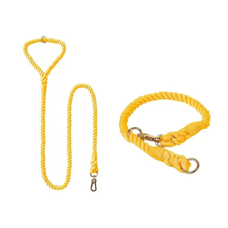 Dog Rope Leash and Collar Set - Golden Garden