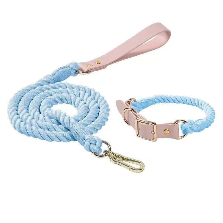 Luxe Royal Leather Rope Leash and Collar Set - Blumond