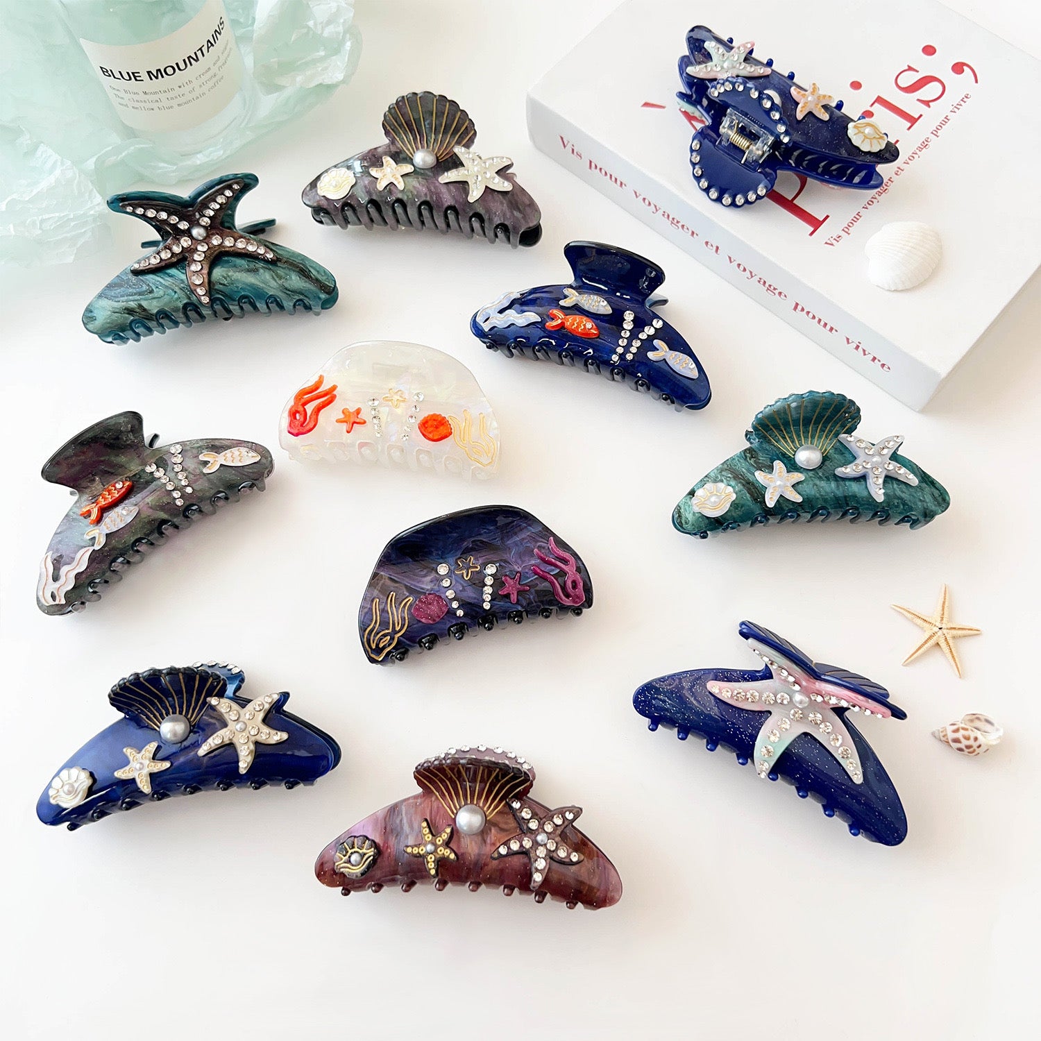 PAWSOME PETS NEW YORK Hand-painted OCEAN VIBES Claw Hair Clip #1 | Eco-Friendly