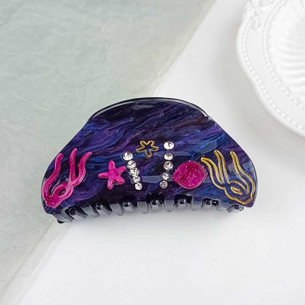 PAWSOME PETS NEW YORK Hand-painted OCEAN VIBES Claw Hair Clip #3 | Eco-Friendly