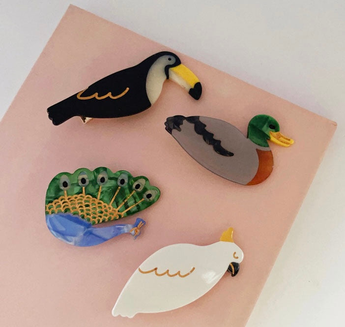 PAWSOME PETS NEW YORK Hand-painted BIRDS COLLECTION Hair Clip # 6 | Eco-Friendly