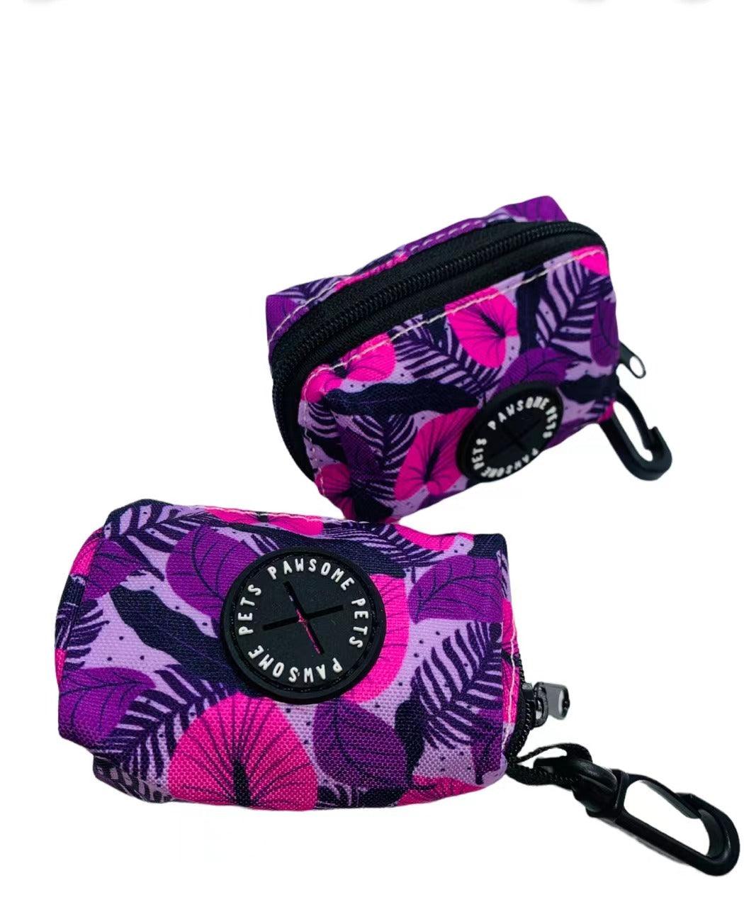 WASTE BAG HOLDER- HAWAII PURPLE FLORAL - Pawsomepetsnewyork