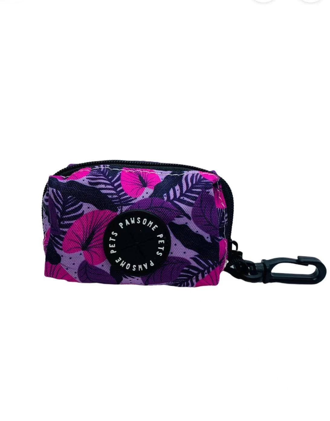 WASTE BAG HOLDER- HAWAII PURPLE FLORAL - Pawsomepetsnewyork