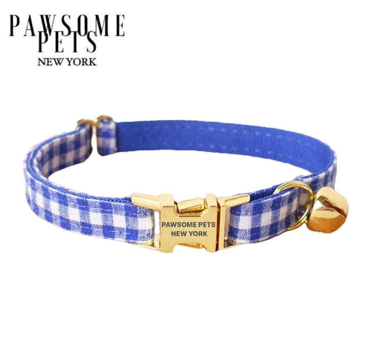 DOG & CAT COLLAR - WOADED BLUE STRIPE - Pawsomepetsnewyork