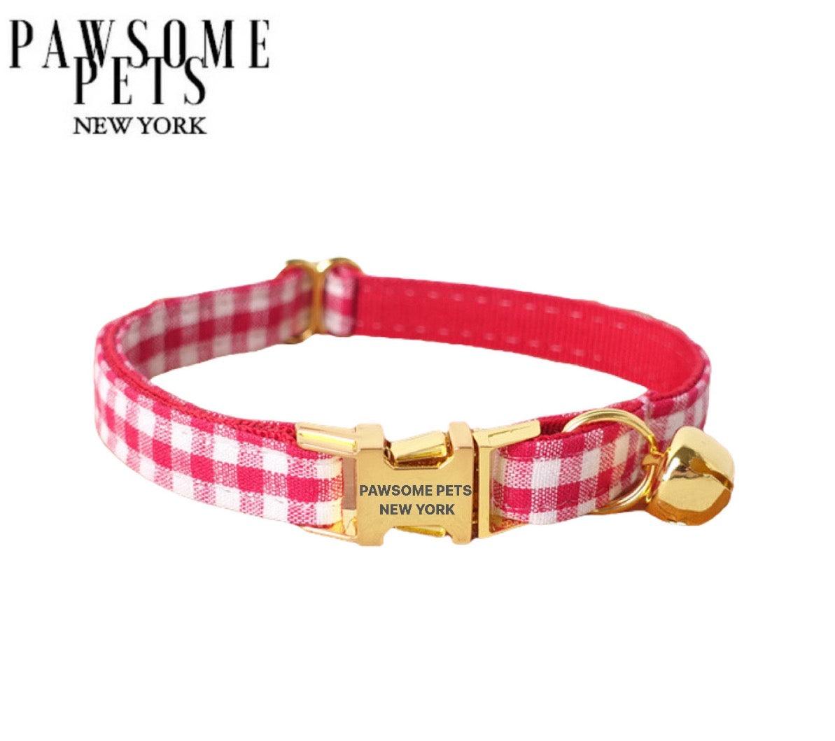 DOG & CAT COLLAR - FRENCH VERMILION STRIPE - Pawsomepetsnewyork