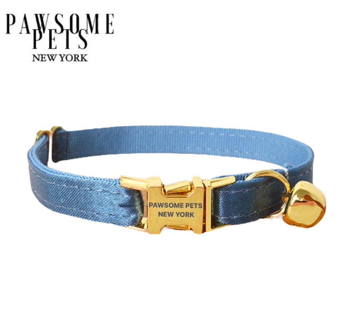 DOG & CAT COLLAR - SILVER BLUE - Pawsomepetsnewyork