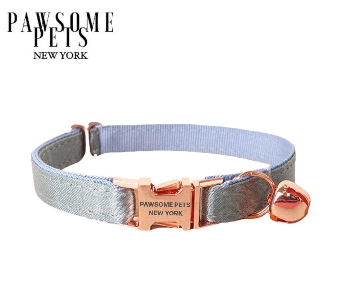 DOG & CAT COLLAR - SILVER BLUE GREY - Pawsomepetsnewyork