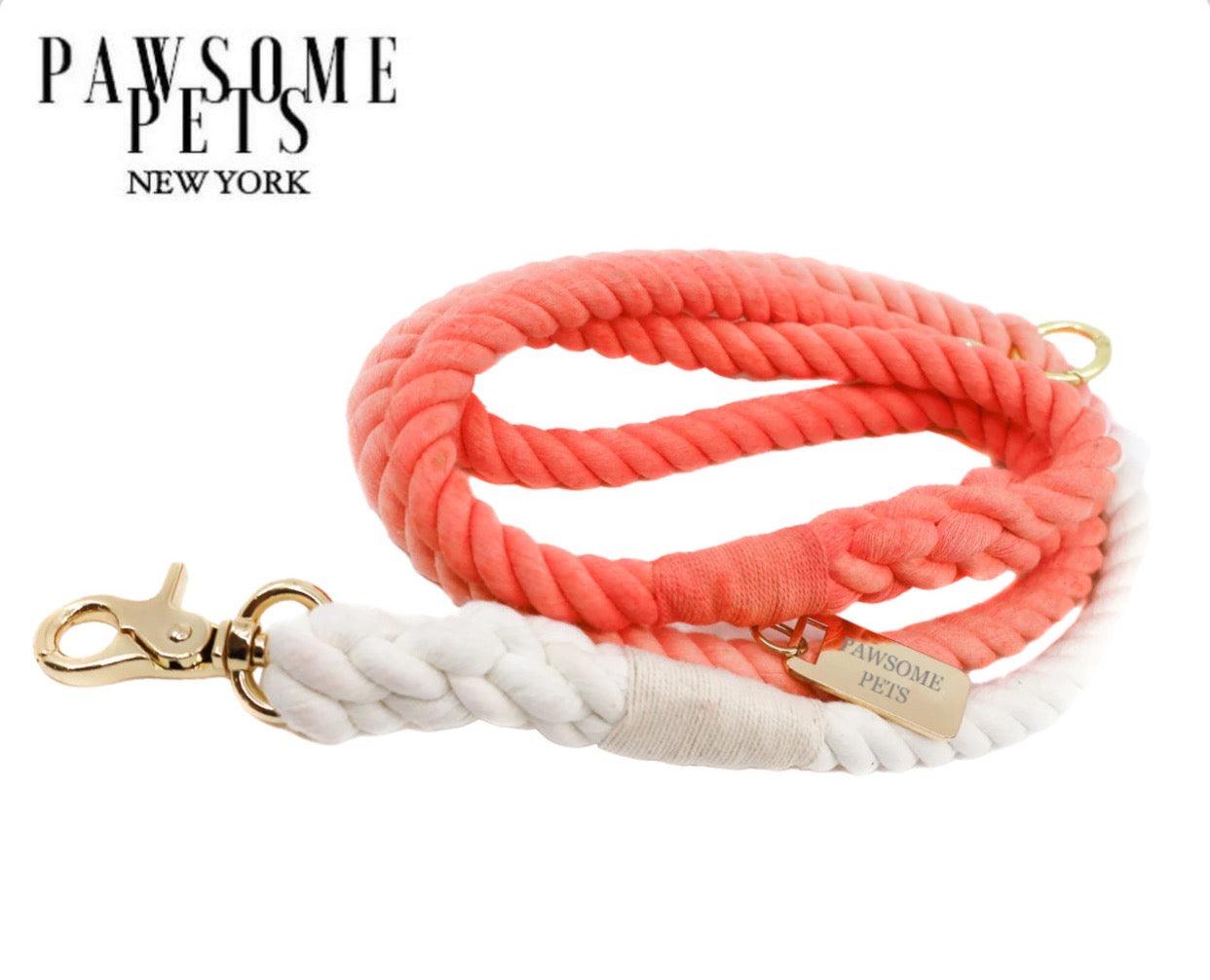 ROPE LEASH - CORAL CRUSH - Pawsomepetsnewyork