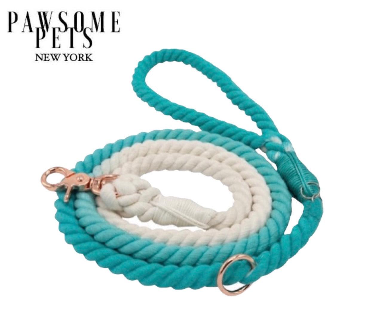ROPE LEASH - OMBRE TEAL - Pawsomepetsnewyork