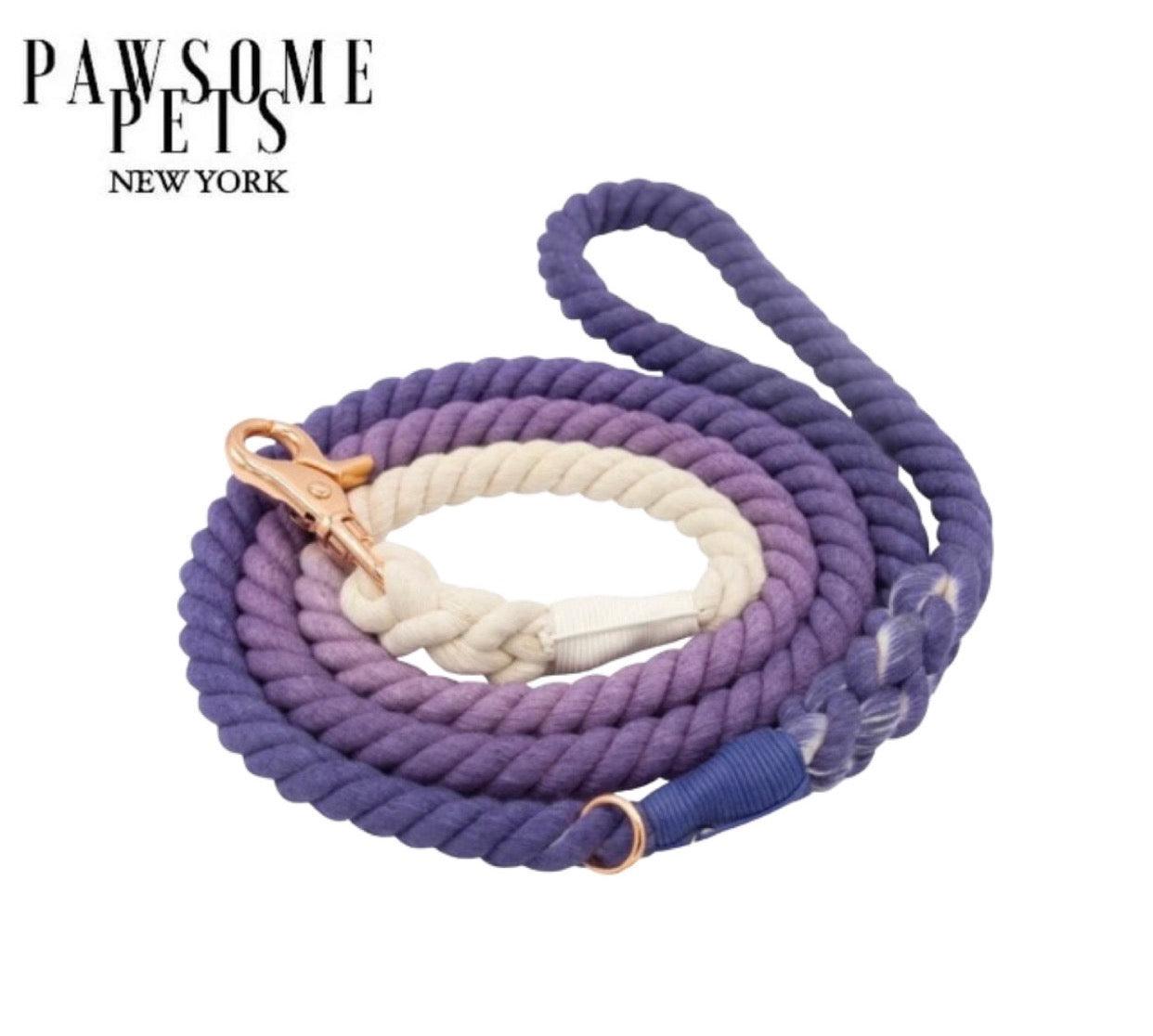 ROPE LEASH - OMBRE PURPLE - Pawsomepetsnewyork