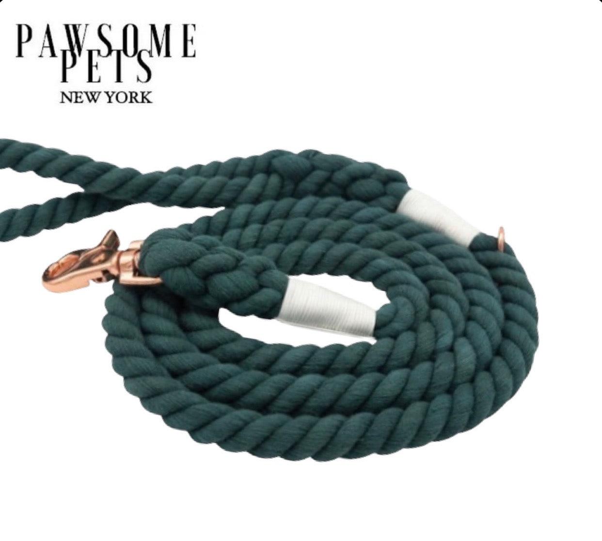 ROPE LEASH - EMERALD - Pawsomepetsnewyork