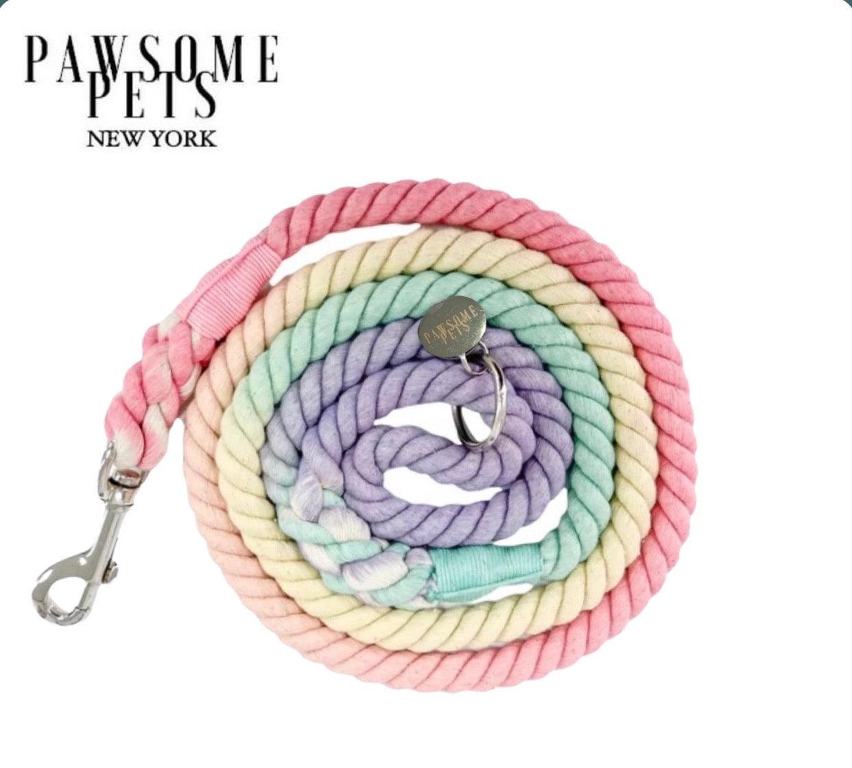 ROPE LEASH - LIGHT RAINBOW - Pawsomepetsnewyork