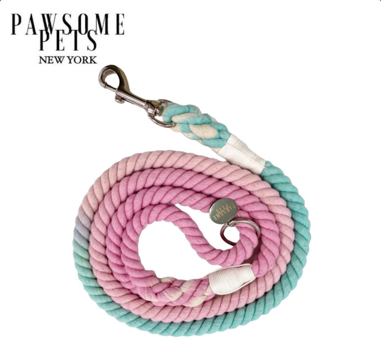 ROPE LEASH -  OMBRE MOON BLUE PINK - Pawsomepetsnewyork