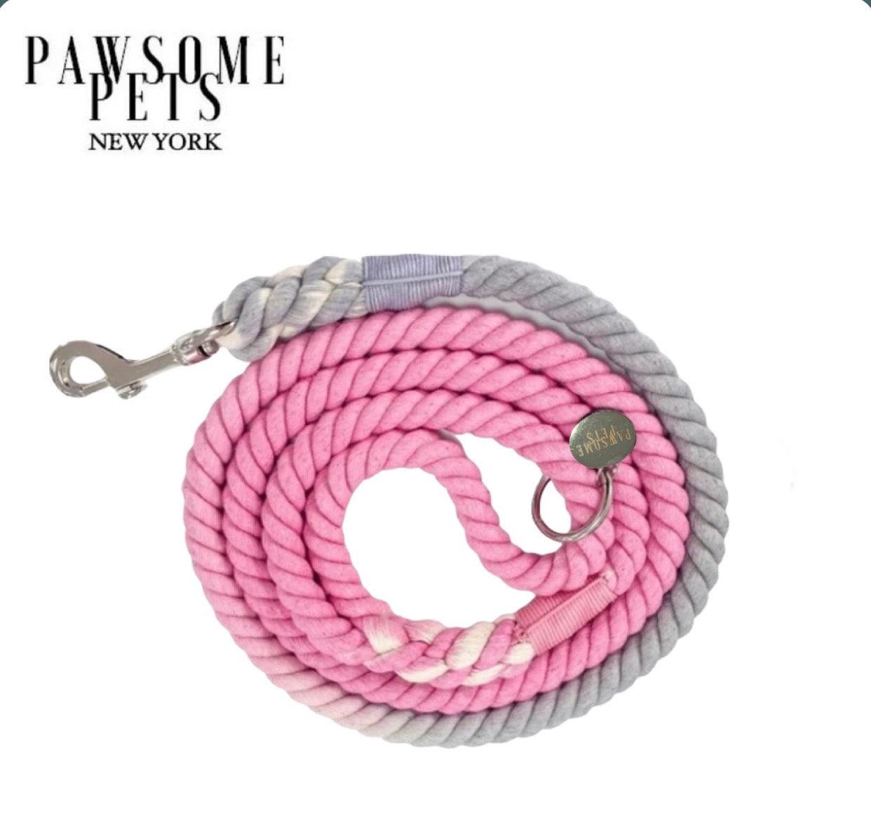 ROPE LEASH -  OMBRE GREY PINK - Pawsomepetsnewyork