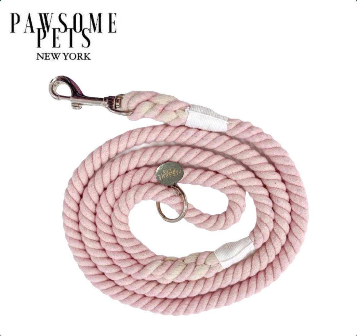 ROPE LEASH - SILVER PINK - Pawsomepetsnewyork