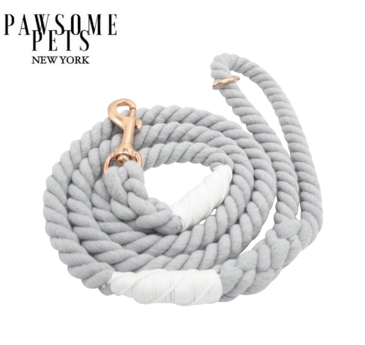 ROPE LEASH - LIGHT GREY - Pawsomepetsnewyork